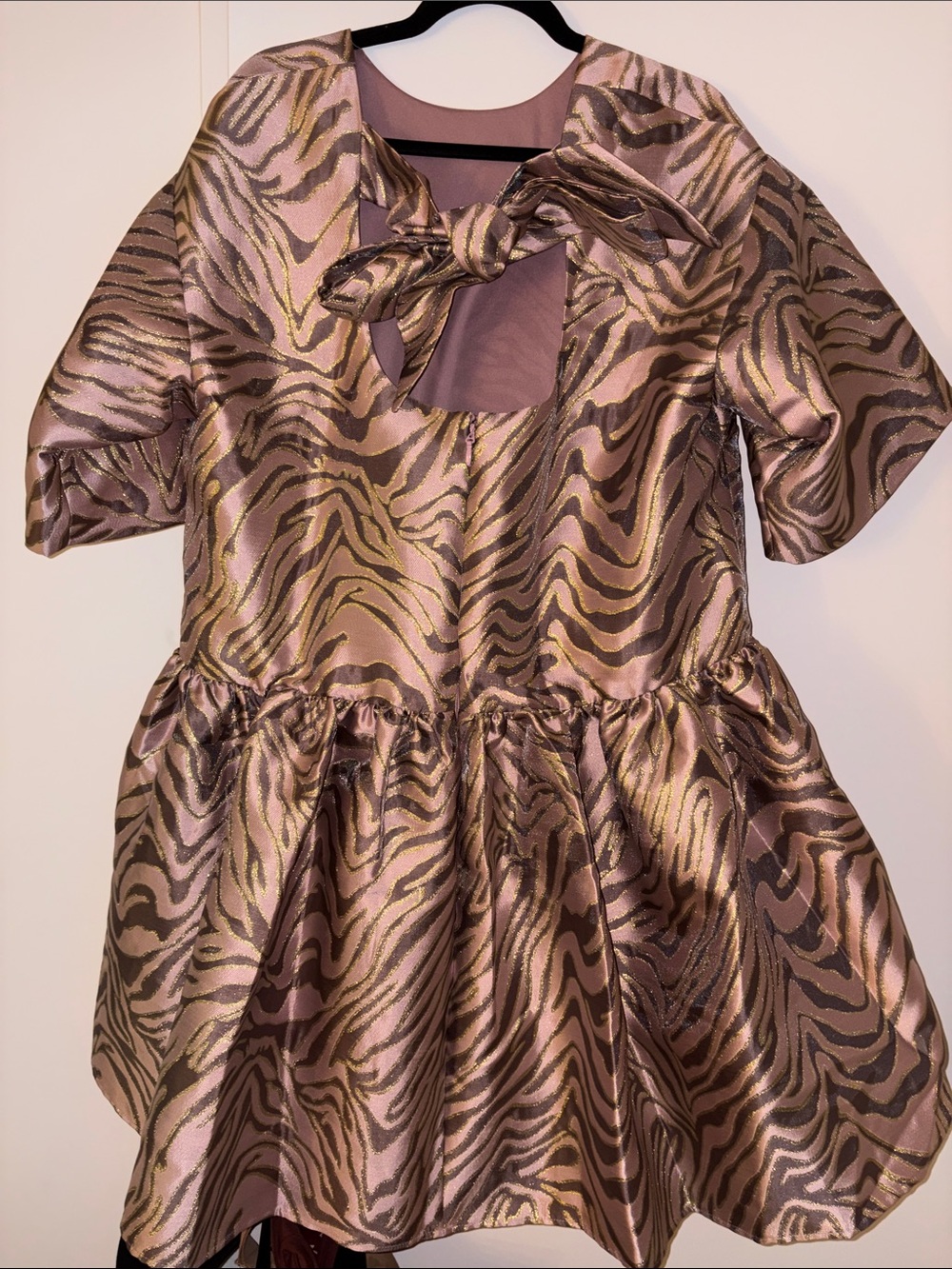 ASOS Pink and Gold Zebra Jacquard Mini Dress - Picture 2 of 2